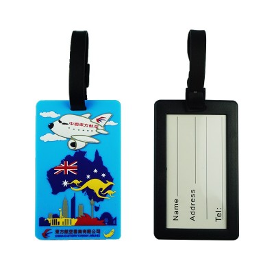 Factory 2D 3D cartoon embossed custom made silicone luggage tag